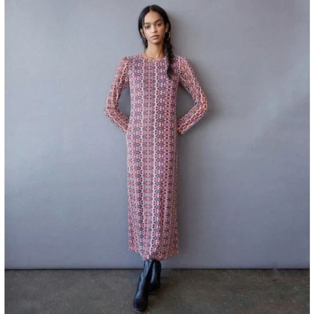 Anthropologie Eva Franco Laila Mesh Long Sleeve Maxi Dress Size extra small xs - Picture 2 of 12